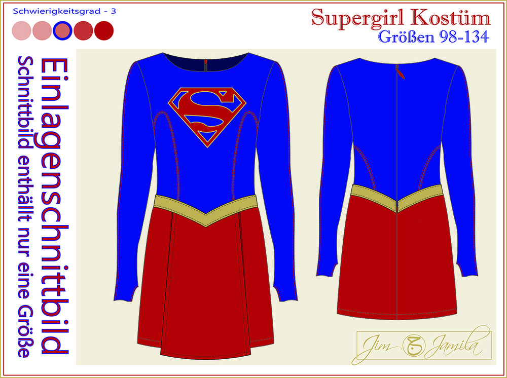 Schnittmuster für Kindergrößen Kostüm Supergirl ohne Mantel2.jpg